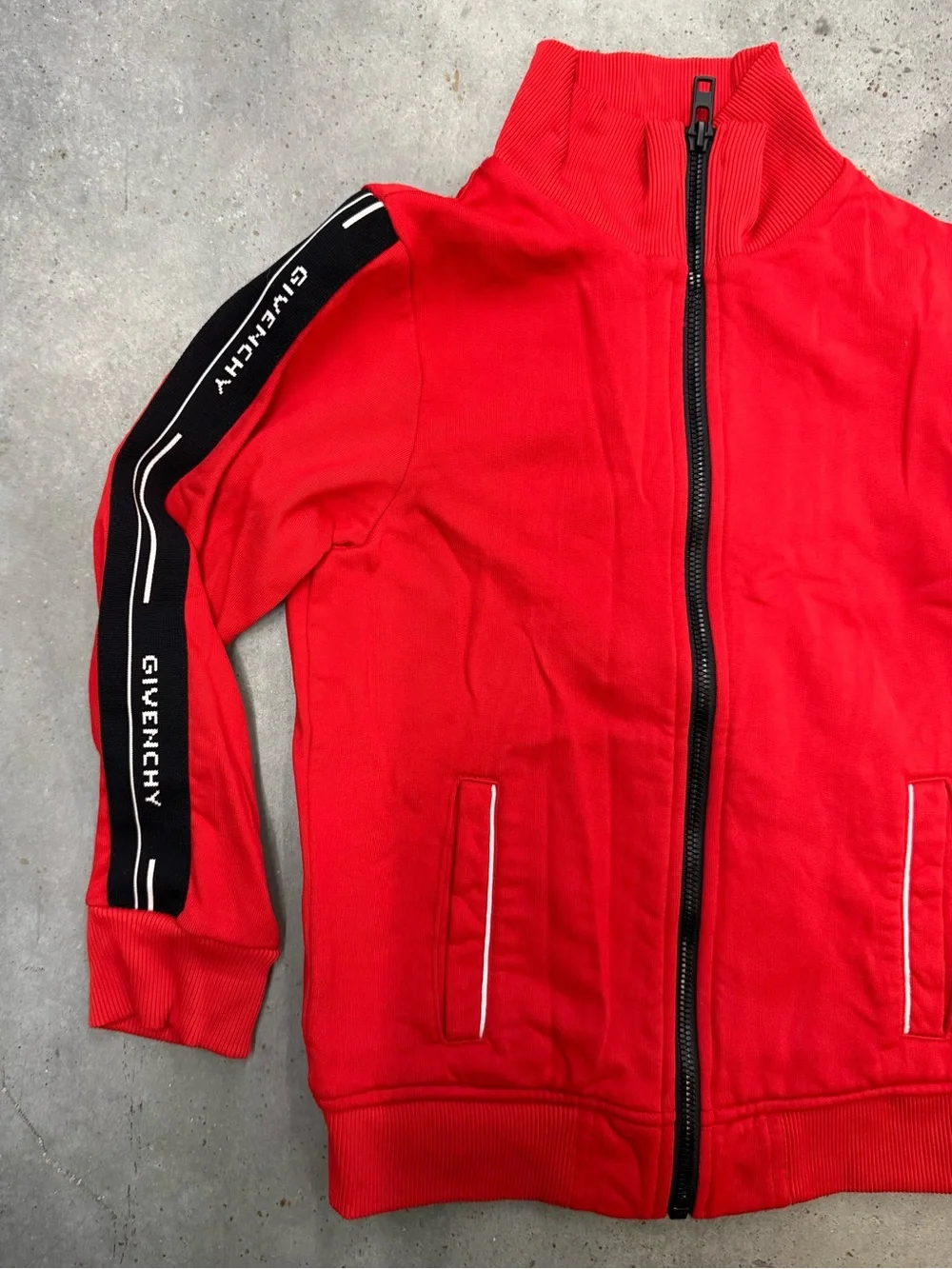 Givenchy Kids Red Track Jacket Size 6 Logo Sleeve Zip Up